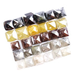 9.46 Ct natural mixed color diamond lot with square rose cut black, yellow, brown and grey loose diamonds for jewelry making