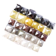 9.46 Ct natural mixed color diamond lot with square rose cut black, yellow, brown and grey loose diamonds for jewelry making