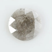 Round-cut salt and pepper lab-grown diamond with unique natural inclusions, ethically created for custom engagement rings and fine jewelry