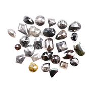 8.52 Ct natural fancy color diamond lot with rustic brown and grey mixed shape rose cut loose diamonds for custom jewelry making.