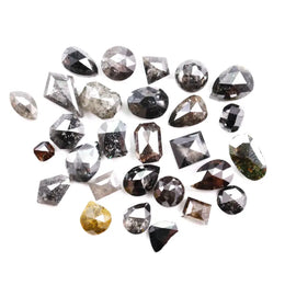 8.52 Ct natural fancy color diamond lot with rustic brown and grey mixed shape rose cut loose diamonds for custom jewelry making.