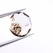 0.73 Ct Lab Grown Diamond, 8.02 X 7.05 X 1.02 MM Round Cut CVD Loose Brown Diamond for Cutsomized Jewelry, Unique Cushion Cut Lab Created Diamond