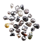 8.52 Ct natural fancy color diamond lot with rustic brown and grey mixed shape rose cut loose diamonds for custom jewelry making.