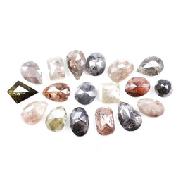7.37 Ct natural mixed shape rose cut diamond lot with grey, brown and champagne rustic loose diamonds for custom jewelry making.