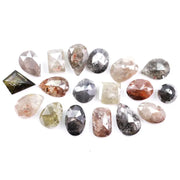 7.37 Ct natural mixed shape rose cut diamond lot with grey, brown and champagne rustic loose diamonds for custom jewelry making.