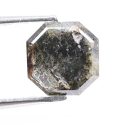 1.31 Ct natural Asscher cut black diamond loose stone with step-cut facets, ideal for custom engagement ring jewelry