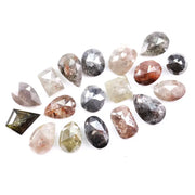 7.37 Ct natural mixed shape rose cut diamond lot with grey, brown and champagne rustic loose diamonds for custom jewelry making.