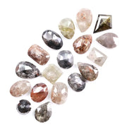 7.37 Ct natural mixed shape rose cut diamond lot with grey, brown and champagne rustic loose diamonds for custom jewelry making.