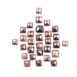 5.54 Ct natural rustic red diamond lot with square rose cut loose earth mined diamonds for artisan jewelry and custom solitaire ring