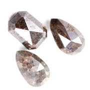 Natural rustic brown grey rose cut diamond set with pear and emerald shape fancy color loose diamonds for artisan jewelry design