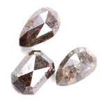 Natural rustic brown grey rose cut diamond set with pear and emerald shape fancy color loose diamonds for artisan jewelry design