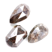 Natural rustic brown grey rose cut diamond set with pear and emerald shape fancy color loose diamonds for artisan jewelry design