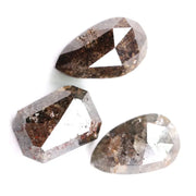Natural rustic brown grey rose cut diamond set with pear and emerald shape fancy color loose diamonds for artisan jewelry design