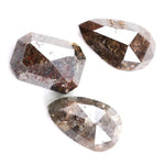 Natural rustic brown grey rose cut diamond set with pear and emerald shape fancy color loose diamonds for artisan jewelry design