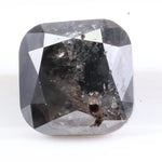 1.40 Ct natural cushion cut black diamond loose gemstone with deep opaque color, ideal for engagement ring or custom jewelry