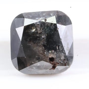 1.40 Ct natural cushion cut black diamond loose gemstone with deep opaque color, ideal for engagement ring or custom jewelry