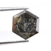 1.13 Ct natural hexagon cut black diamond loose stone with bold sparkle for engagement ring or custom fine jewelry