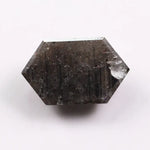 4.00 carat black hexagon cut natural diamond with sharp geometric facets, modern step cut design, loose fancy shape stone for custom engagement ring or bespoke jewelry setting.