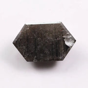 4.00 carat black hexagon cut natural diamond with sharp geometric facets, modern step cut design, loose fancy shape stone for custom engagement ring or bespoke jewelry setting.