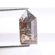 1.64 Ct bullet cut gray brown natural diamond loose stone with vintage faceting for engagement ring or custom jewelry