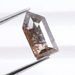 1.64 Ct bullet cut gray brown natural diamond loose stone with vintage faceting for engagement ring or custom jewelry