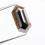 3.49 Ct hexagon cut brown black diamond with geometric shape and deep tones for sleek modern luxury jewelry