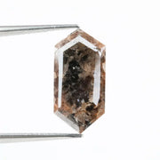3.49 Ct hexagon cut brown black diamond with geometric shape and deep tones for sleek modern luxury jewelry