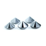 Five natural round cut black diamonds with faceted surfaces showing natural inclusions and dark carbon tones, loose untreated genuine diamonds suitable for custom jewelry making.