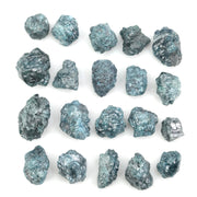 uncut blue raw diamond pieces displayed as a loose rough diamond collection