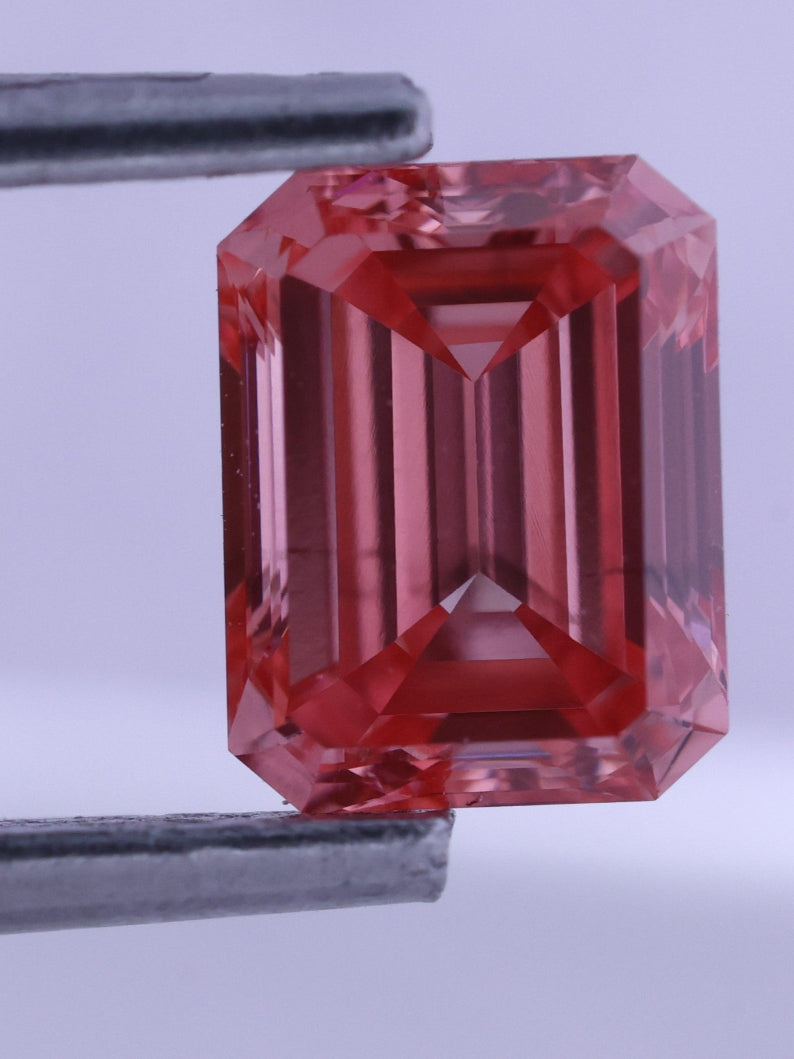 0.84 CT Emerald Cut Fancy Pink Lab-Grown Diamond