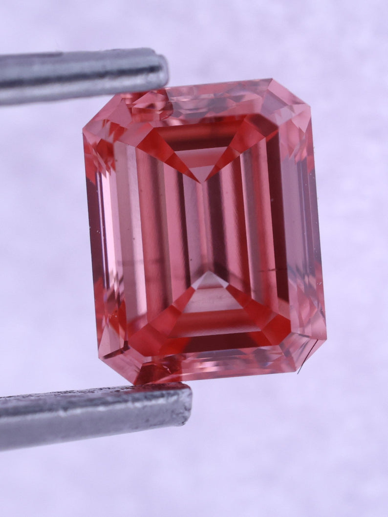 0.84 CT Emerald Cut Fancy Pink Lab-Grown Diamond