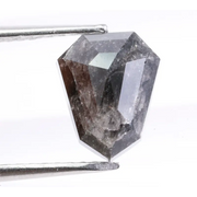 1.78 Ct shield cut gray black diamond loose stone with bold faceting for custom jewelry design