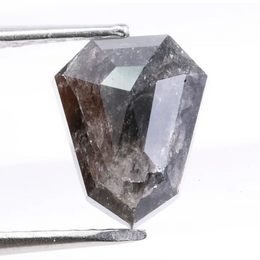 1.78 Ct shield cut gray black diamond loose stone with bold faceting for custom jewelry design
