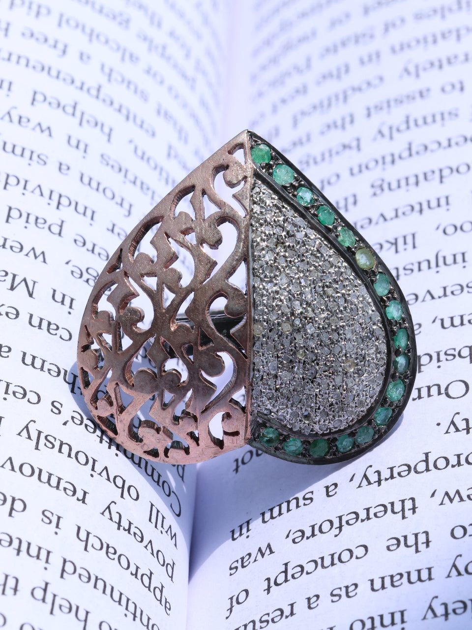 Round Emerald Heart Shape Ring