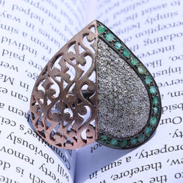 Round Emerald Heart Shape Ring