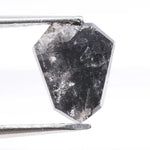 1.78 Ct shield cut gray black diamond loose stone with bold faceting for custom jewelry design