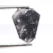 1.78 Ct shield cut gray black diamond loose stone with bold faceting for custom jewelry design