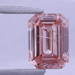 Emerald Shape Fancy Pink Lab-grown Diamond