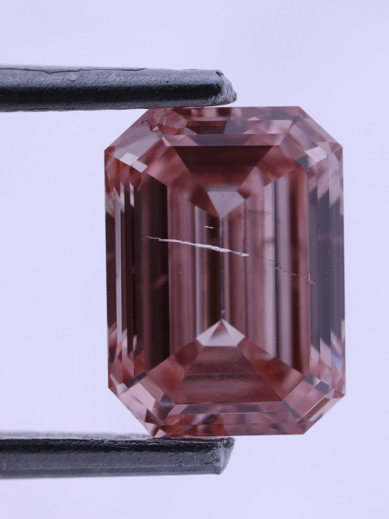 Emerald Shape Fancy Pink Lab-grown Diamond