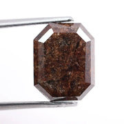 5.22 carat brown emerald cut natural diamond with elongated step cut facets, loose fancy brown diamond for custom engagement ring or luxury handcrafted fine jewelry design