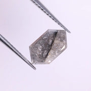 hexagon cut natural diamond, grey diamond, light grey diamond, icy grey tone, salt and pepper wedding band, and rare grey engagement ring jewelry.