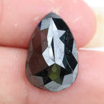 pear shaped natural loose  rose cut black diamond loose gemstone for custom engagement rings.