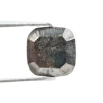 1.70 Ct cushion cut grey black natural diamond with smoky tones and soft sparkle for unique luxury jewelry