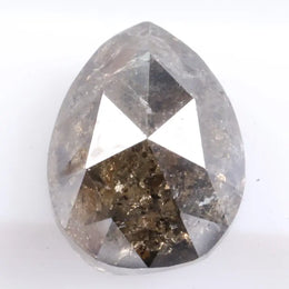 pear cut natural grey diamond with salt and pepper inclusions, earth-mined diamond Rustic pear shape grey natural diamond