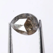 pear cut natural grey diamond with salt and pepper inclusions, earth-mined diamond Rustic pear shape grey natural diamond