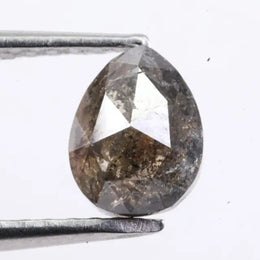pear cut natural grey diamond with salt and pepper inclusions, earth-mined diamond Rustic pear shape grey natural diamond