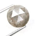 Grey 1.36 carat round rose cut natural diamond with fancy cut, unique rustic salt and pepper appearance, ideal for custom ring design and bespoke jewelry creation