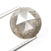 Grey 1.36 carat round rose cut natural diamond with fancy cut, unique rustic salt and pepper appearance, ideal for custom ring design and bespoke jewelry creation