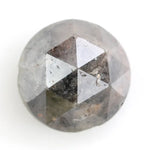 1.64 carat grey antique finish round rose cut natural diamond with salt and pepper inclusions, unique rustic loose stone ideal for custom rings and bespoke jewelry designs