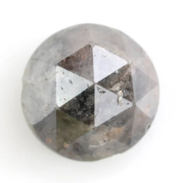 1.64 carat grey antique finish round rose cut natural diamond with salt and pepper inclusions, unique rustic loose stone ideal for custom rings and bespoke jewelry designs